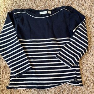 JoJo Maman Bebe Breton Navy and White Striped Long Sleeve Top